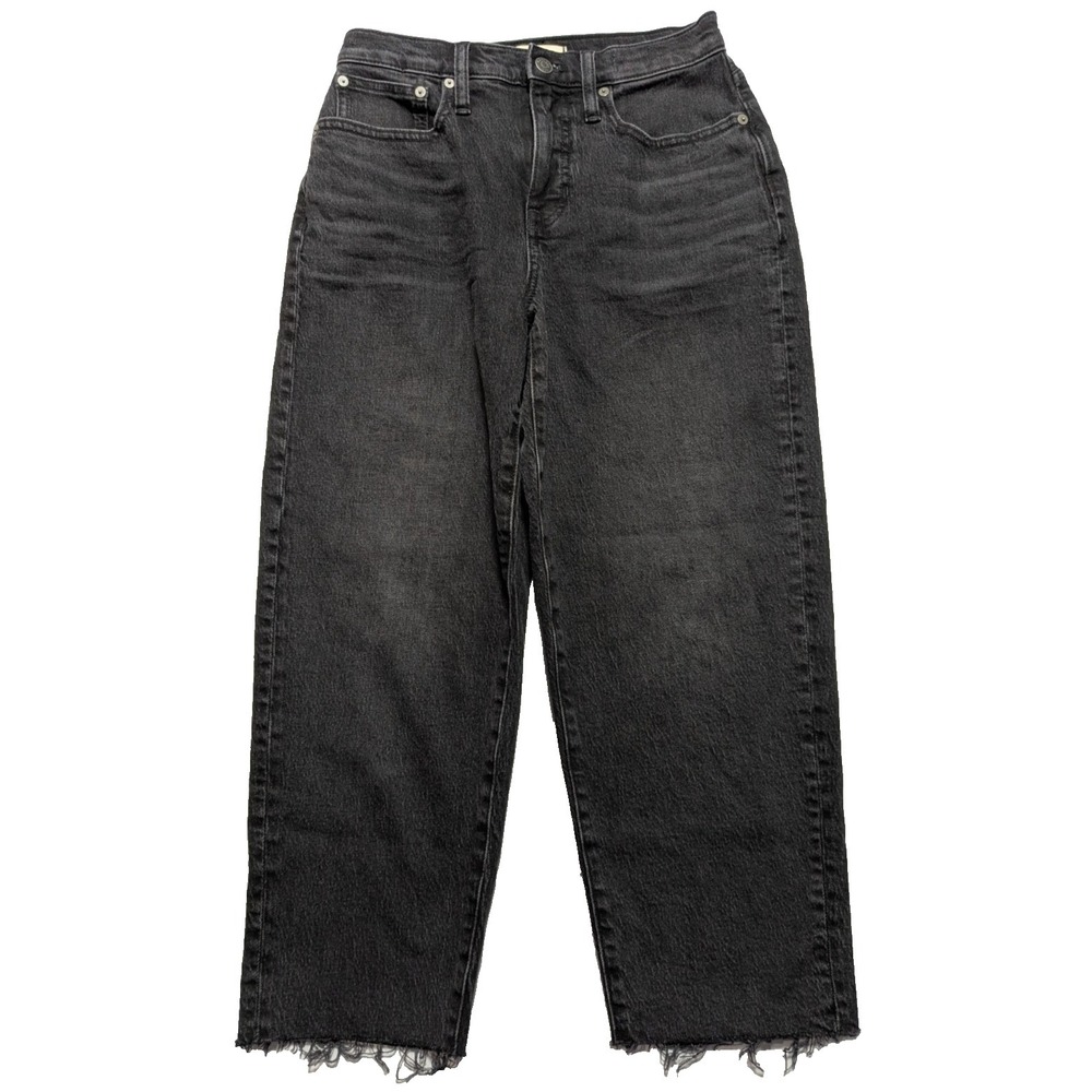 MADEWELL BALLOON Women Petite 25P‎ Black Raw Hem Cropped Stretch Denim Jeans